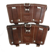 German Ww1 1918 K98 Brown Leather Triple Ammunition Pouch Set of 2