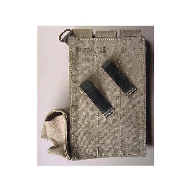 GERMAN MP40 POUCH TAN CANVAS WITH BLACK LEATHER STRAPS WWII
