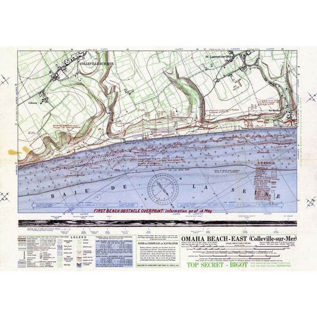 OMAHA BEACH - EAST ( COLLEVILLE-SUR- MER ) MAP