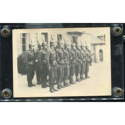 SS GERMAN WW2 PHOTO WITH SOLDIERS STANDING AT ATTENTION WITH K98 RIFFLES