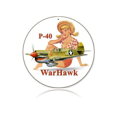 P-40 WARHAWK METAL SIGN