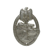 PANZER ASSAULT BADGE IN SILVER HOLLOW BACK (NICKEL SILVER)