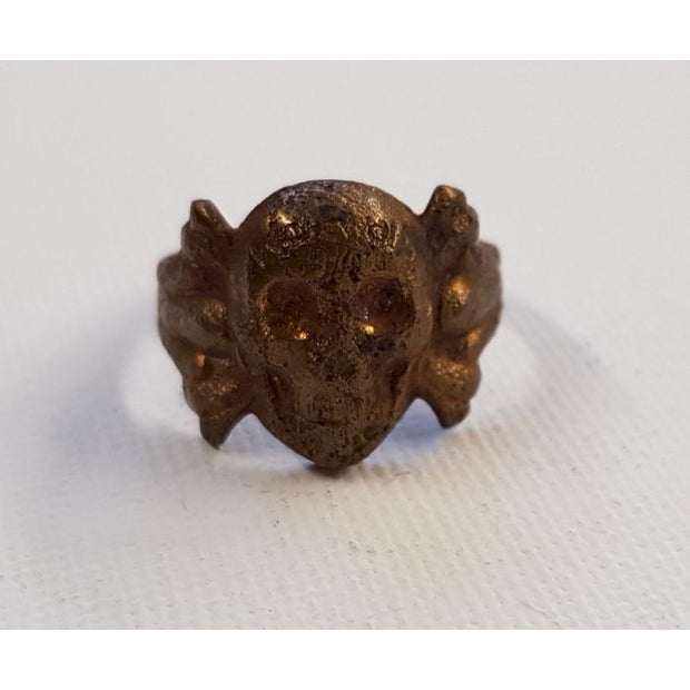 GERMAN WWII WEHRMACHT CANTEEN GOLD SKULL RING