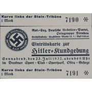 4 TICKETS TO AN ADOLF HITLER RALLY IN DRESDEN ON JULY 23, 1932  - REPRODUCTION