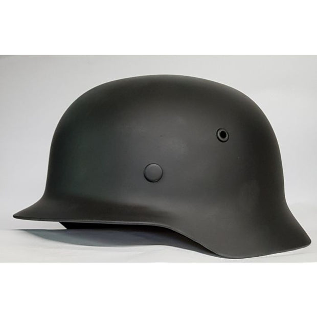 GERMAN SS M35 BLACK HELMET & SS PALM CAMO REVERSIBLE HELMET COVER