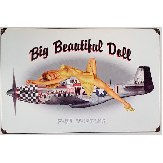 P51 MUSTANG BIG BEAUTIFUL DOLL PINUP METAL SIGN