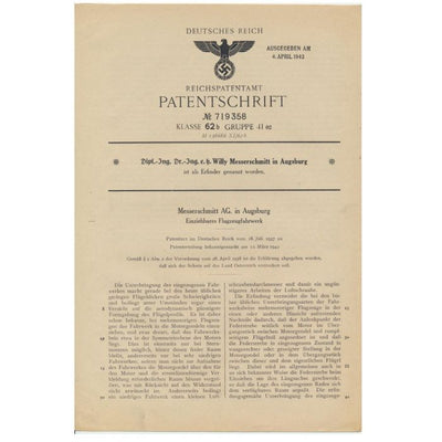 PATENTS PARTS FOR THE GERMAN AIR PLANES