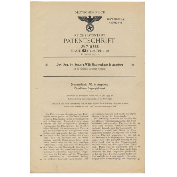 PATENTS PARTS FOR THE GERMAN AIR PLANES