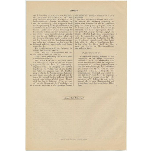 PATENTS PARTS FOR THE GERMAN AIR PLANES