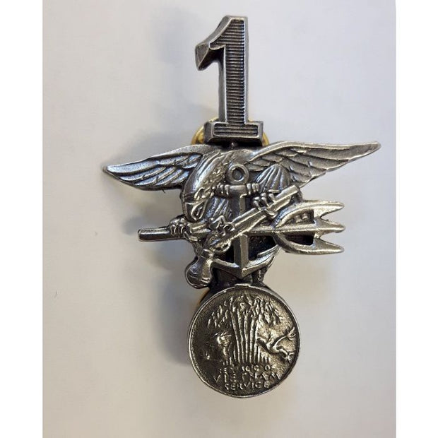 SEAL TEAM 1 SERVICE IN VIETNAM SILVER CLUTCHBACK