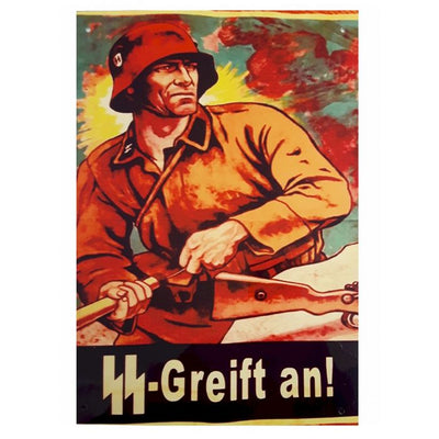 SS-GREIFT AN! ( SS ATTACKS) METAL SIGN