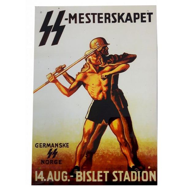 SS-MESTERSKAPET GERMANSKE SS NORGE 14.AUG- BISLET STADION METAL SIGN ( SS CHAMPIONSHIP AUG 14 BISLET STADIUM)