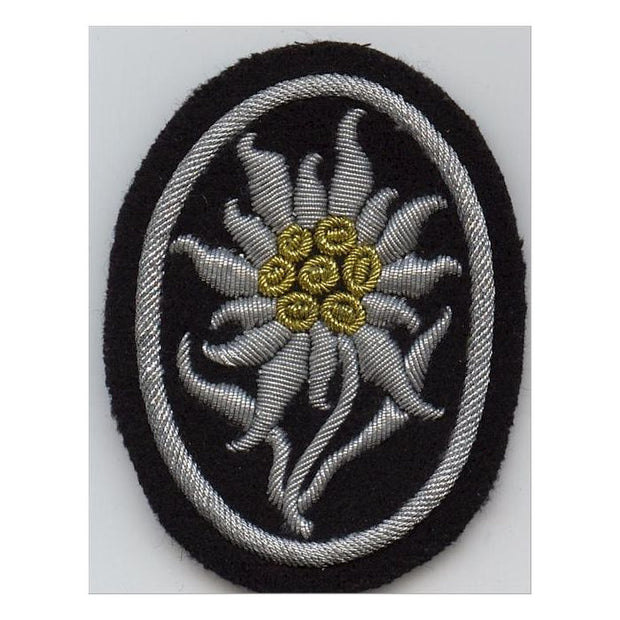 GERMAN SS OFFICER BULLION EDELWEISS SLEEVE BADGE