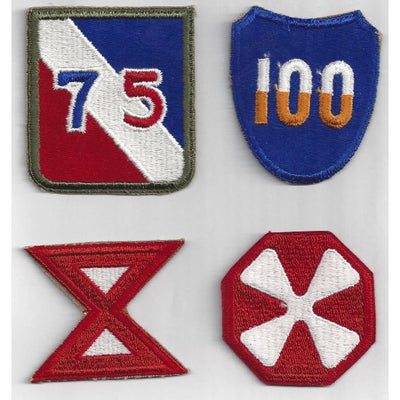 AMERICAN WW2 PATCHES 10 & 8 ARMY 100 & 75 DIVISION