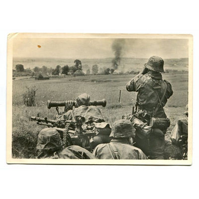 UNSERE WAFFEN SS POST CARD "IN BATTLE AROUND A SOVIET VILLAGE"