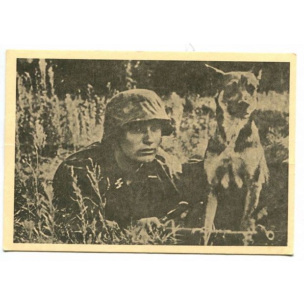 UNSERE WAFFEN SS POST CARD "THE MESSENGER AND HIS DOG"