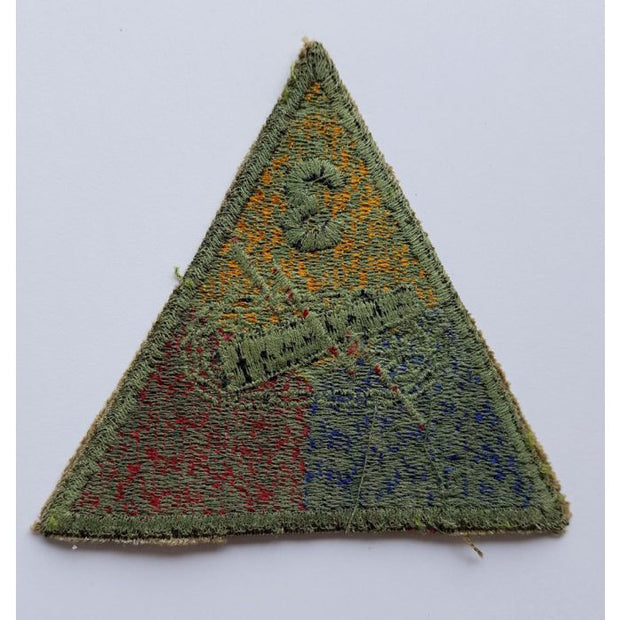 US WW2 ARMY 3rd ARMORED DIVISION PATCH GREEN BACK