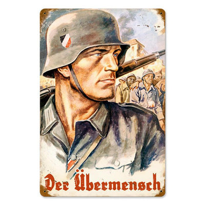 GERMAN DER UBERMENSCH METAL SIGN 18" X 12"