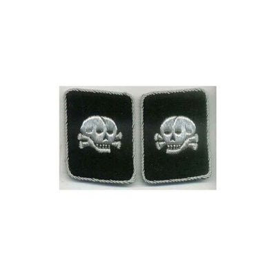 GERMAN SS TOTENKOPF OFFICERS DOUBLE SKULL COLLAR TABS