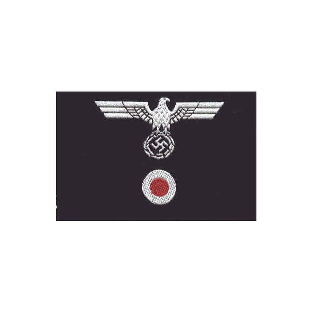 GERMAN ARMY PANZER ENLISTED MAN M43 TRAPEZOIDS BEVO T- SHAPED HAT BADGE Grey on Black