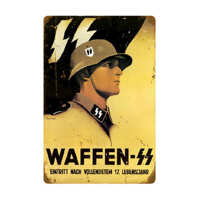 GERMAN WAFFEN SS METAL RECRUITMENT POSTER SIGN 18" X 12"